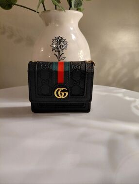 Gucci Black Mini Shoulder Bag with Red and Green Web Stripe